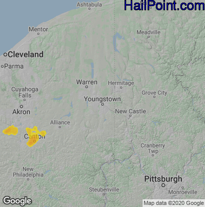 Hail Map for Youngstown, OH Region on June 4, 2020