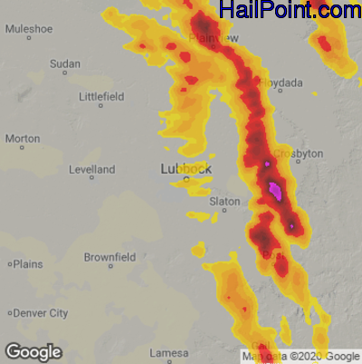 Hail Map for Lubbock, TX Region on June 4, 2020