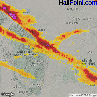 Hail Map for Rapid City, SD Region on June 4, 2020