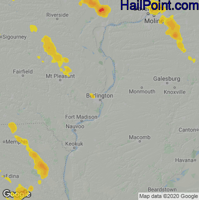 Hail Map for Burlington, IA Region on June 5, 2020