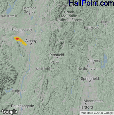 Hail Map for Pittsfield, MA Region on June 5, 2020