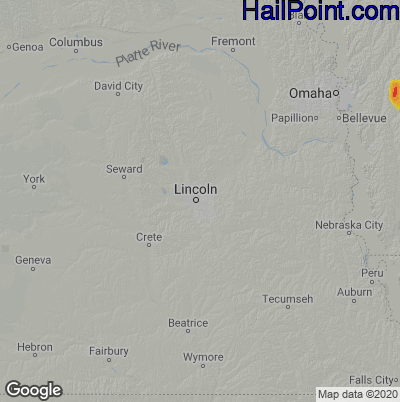 Hail Map for Lincoln, NE Region on June 6, 2020
