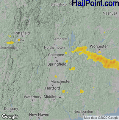 Hail Map for Springfield, MA Region on June 6, 2020