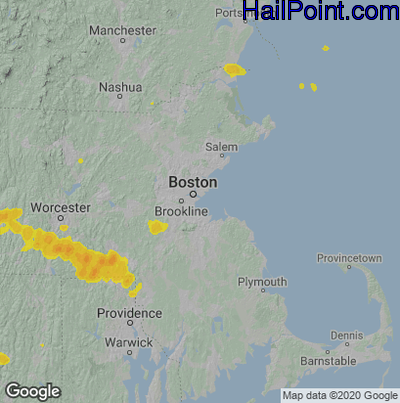 Hail Map for Boston, MA Region on June 6, 2020