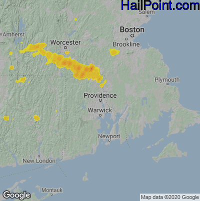 Hail Map for Providence, RI Region on June 6, 2020