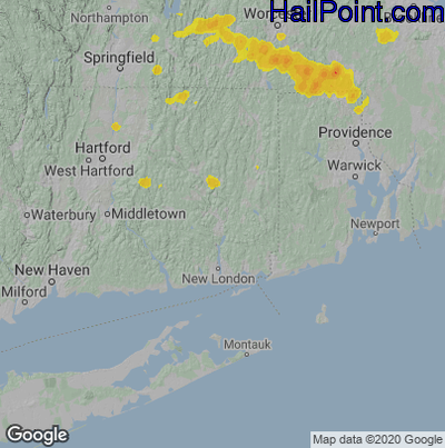 Hail Map for Norwich, CT Region on June 6, 2020 