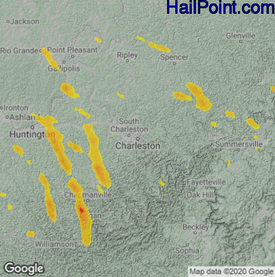 Hail Map for Charleston, WV Region on June 6, 2020