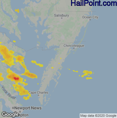 Hail Map for Parksley, DE Region on June 6, 2020