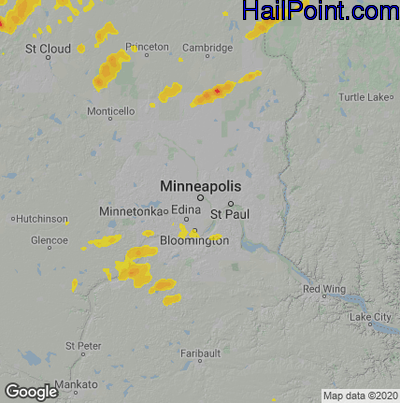 Hail Map for Minneapolis, MN Region on June 6, 2020