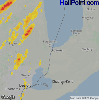Hail Map for Port Huron, MI Region on June 10, 2020