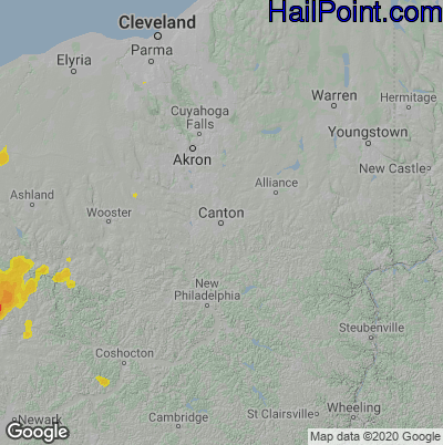 Hail Map for Canton, OH Region on June 10, 2020