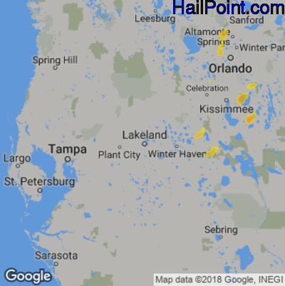 Hail Map for Lakeland, FL Region on June 18, 2020