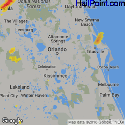 Hail Map for Orlando, FL Region on June 19, 2020 