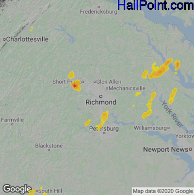 Hail Map for Richmond, VA Region on June 19, 2020