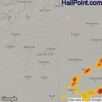 Hail Map for Clovis, NM Region on June 19, 2020