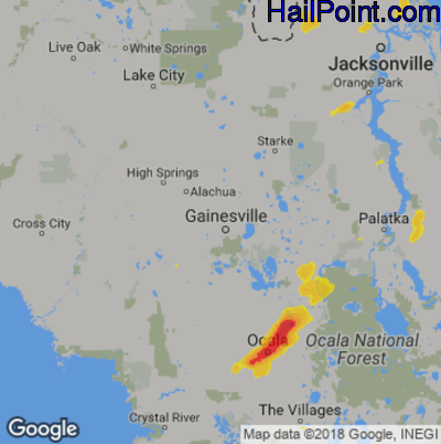 Hail Map for Gainesville, FL Region on June 19, 2020