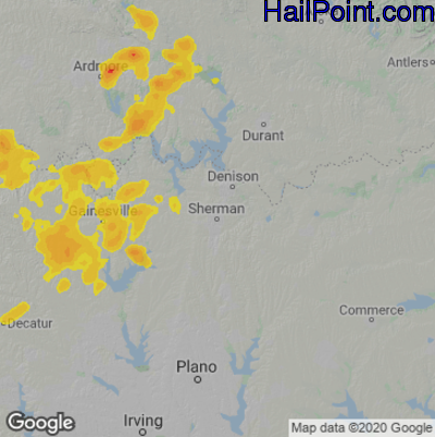 Hail Map for Sherman, TX Region on June 21, 2020