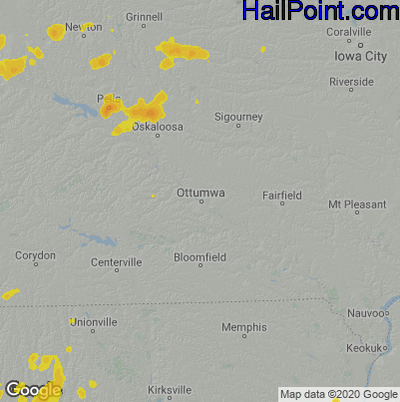 Hail Map for Ottumwa, IA Region on June 21, 2020 