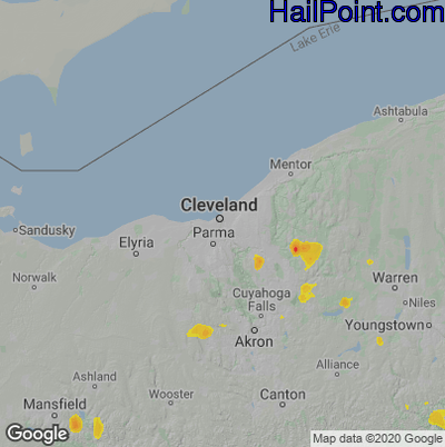 Hail Map for Cleveland, OH Region on June 21, 2020