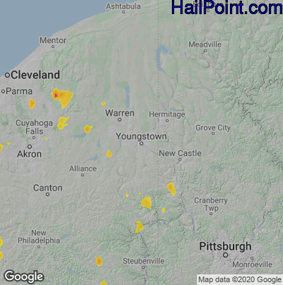 Hail Map for Youngstown, OH Region on June 21, 2020