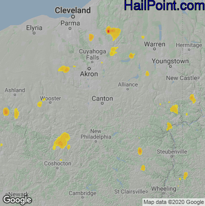 Hail Map for Canton, OH Region on June 21, 2020