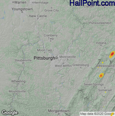 Hail Map for Pittsburgh, PA Region on June 22, 2020