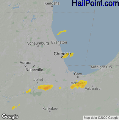 Hail Map for Chicago, IL Region on June 22, 2020