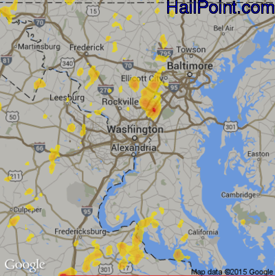 Hail Map for Washington, DC Region on June 22, 2020 