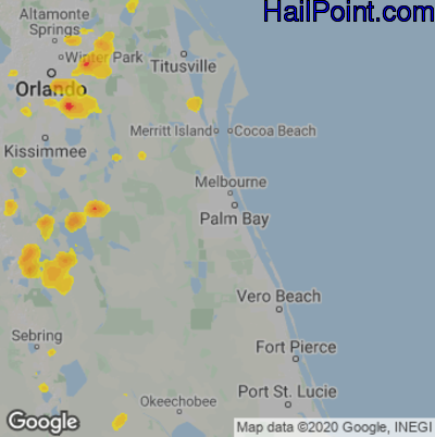 Hail Map for Palm Bay, FL Region on June 22, 2020