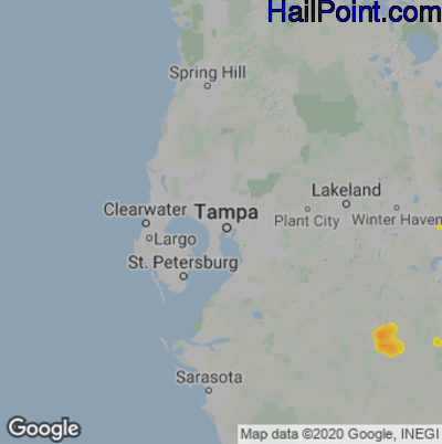 Hail Map for Tampa, FL Region on June 23, 2020