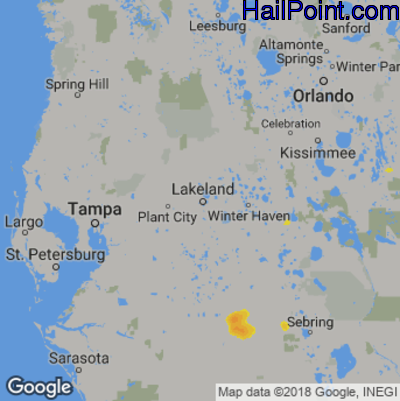 Hail Map for Lakeland, FL Region on June 23, 2020