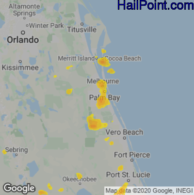 Hail Map for Palm Bay, FL Region on June 23, 2020