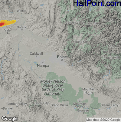 Hail Map for Boise, ID Region on June 24, 2020