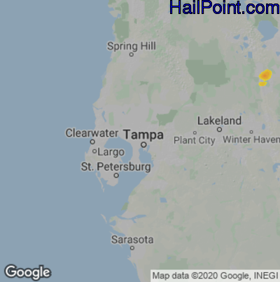 Hail Map for Tampa, FL Region on June 24, 2020