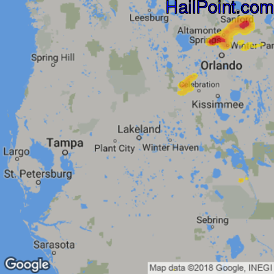 Hail Map for Lakeland, FL Region on June 24, 2020
