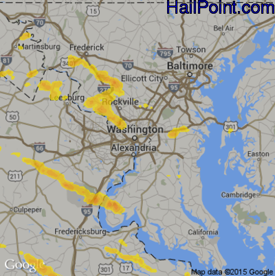 Hail Map for Washington, DC Region on June 25, 2020
