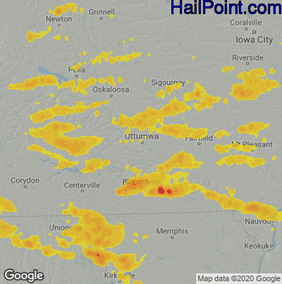 Hail Map for Ottumwa, IA Region on June 26, 2020
