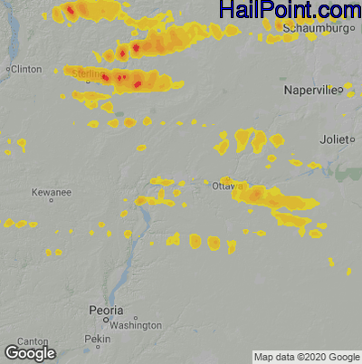 Hail Map for Peru, IL Region on June 26, 2020