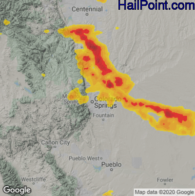 Hail Map for Colorado Springs, CO Region on June 26, 2020