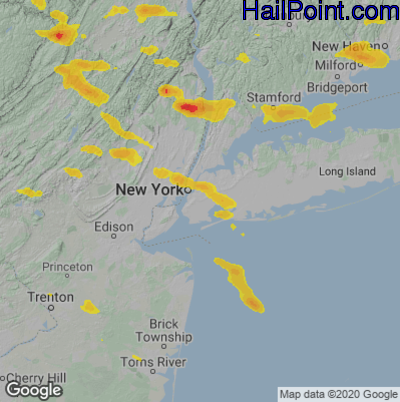 Hail Map for New York, NY Region on June 28, 2020