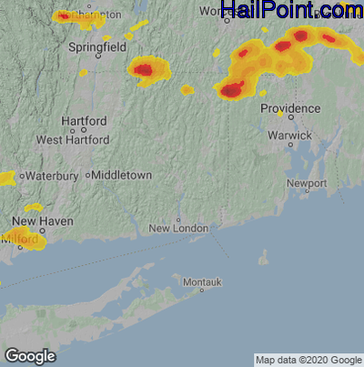 Hail Map for Norwich, CT Region on June 28, 2020