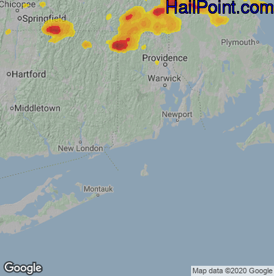 Hail Map for Charlestown, RI Region on June 28, 2020