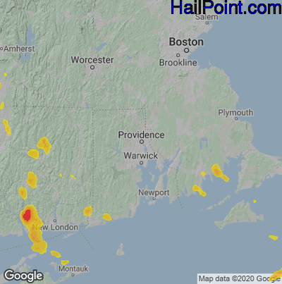 Hail Map for Providence, RI Region on June 29, 2020