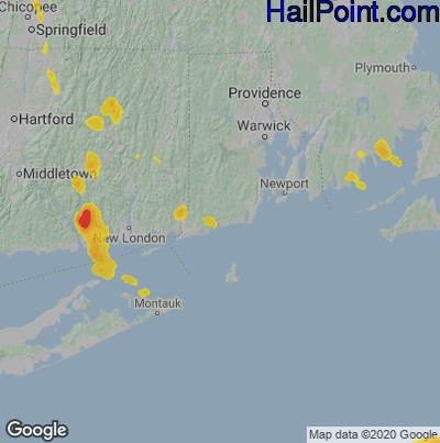 Hail Map for Charlestown, RI Region on June 29, 2020