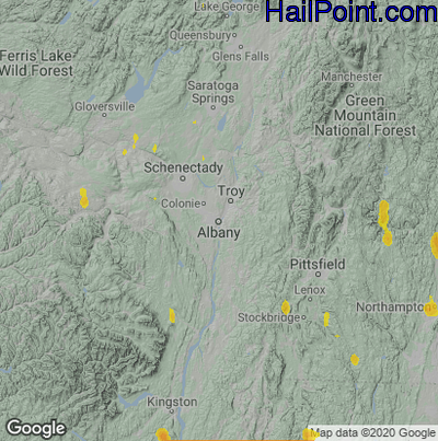 Hail Map for Albany, NY Region on June 29, 2020
