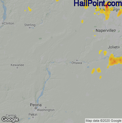 Hail Map for Peru, IL Region on June 29, 2020