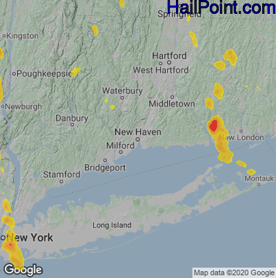 Hail Map for New Haven, CT Region on June 29, 2020