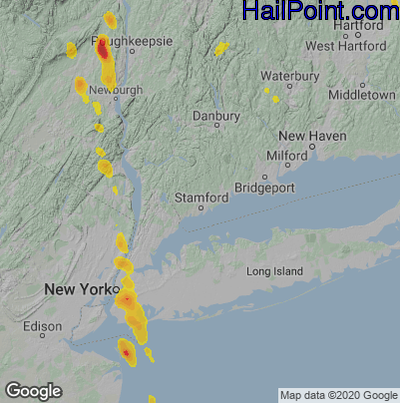 Hail Map for Stamford, CT Region on June 29, 2020 