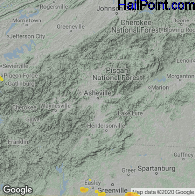 Hail Map for Asheville, NC Region on June 29, 2020