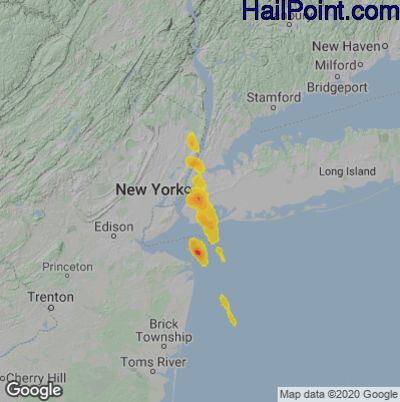 Hail Map for New York, NY Region on June 29, 2020 